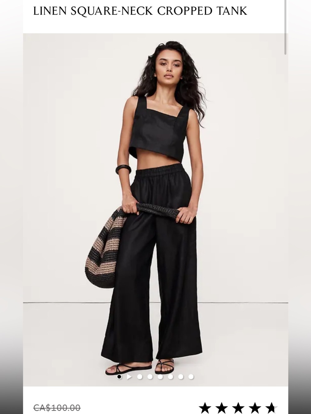 Banana Republic Black linen square neck crop top